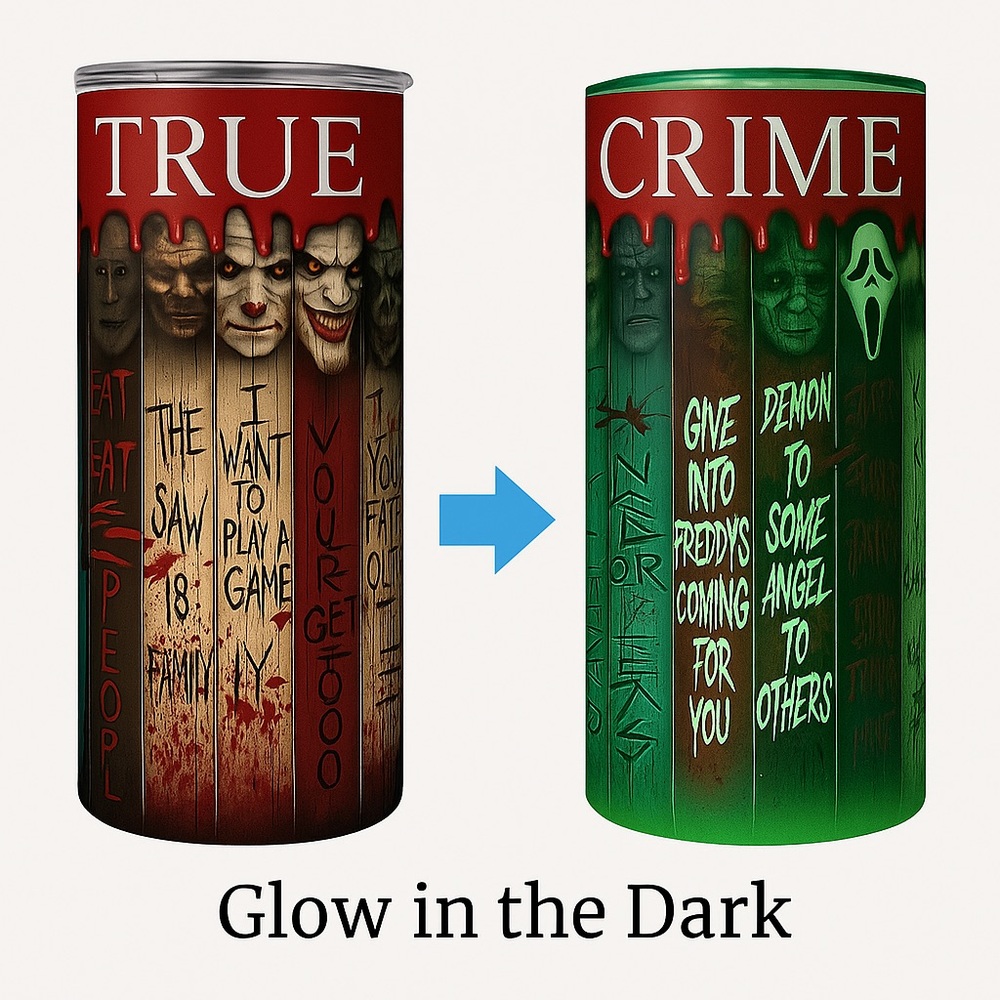 True Crime Glow-in-the-Dark 20oz Tumbler | Horror Movie Villains Cup